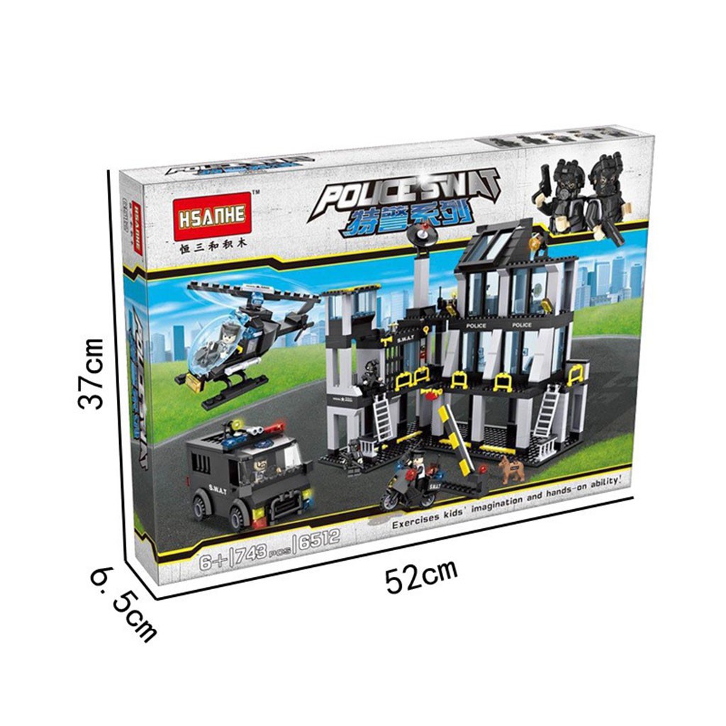 Đồ chơi lego lắp ghép sở cảnh sát đặc nhiệm kèm xe con máy bay giúp trẻ sáng tạo với 743 mảnh ghép