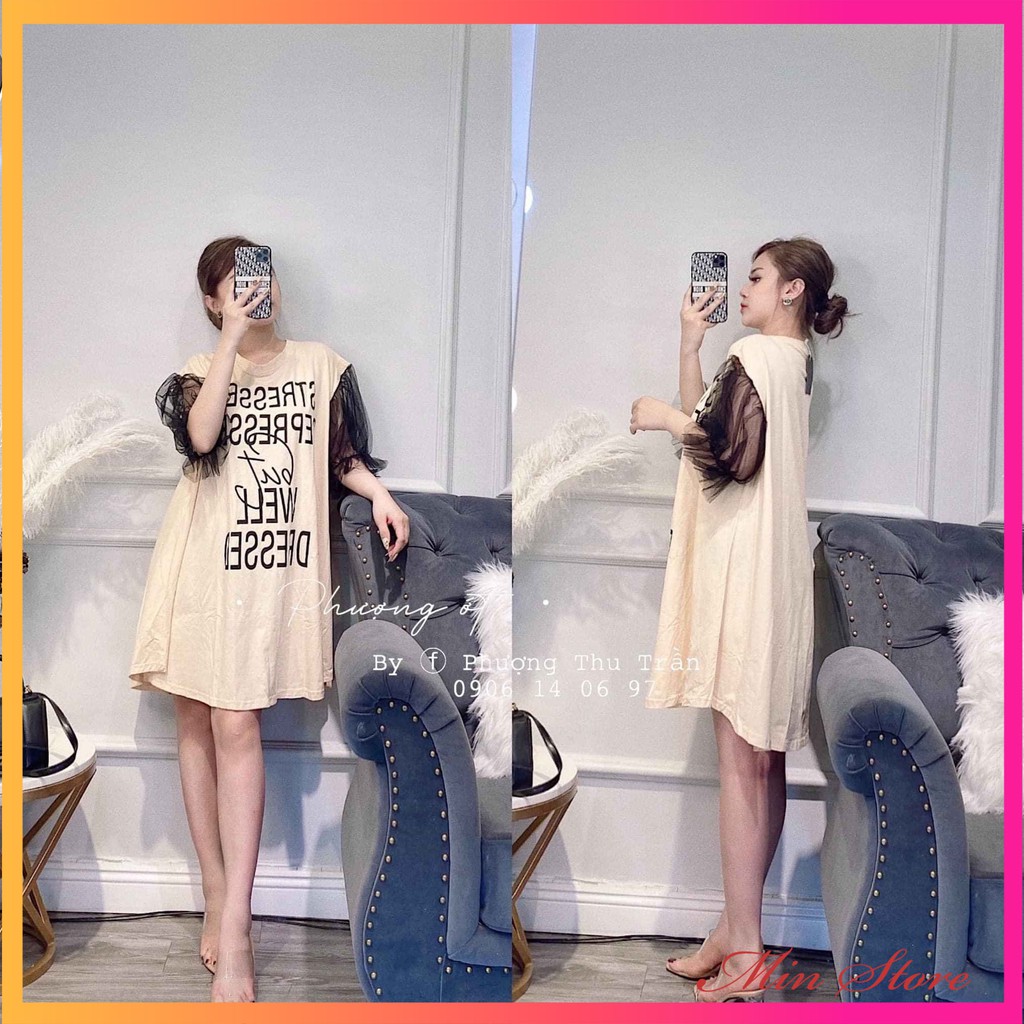 Đầm suông 💖 FREESHIP💖 váy suông chữ chất thun cotton phối voan mềm mịn hàng loại 1