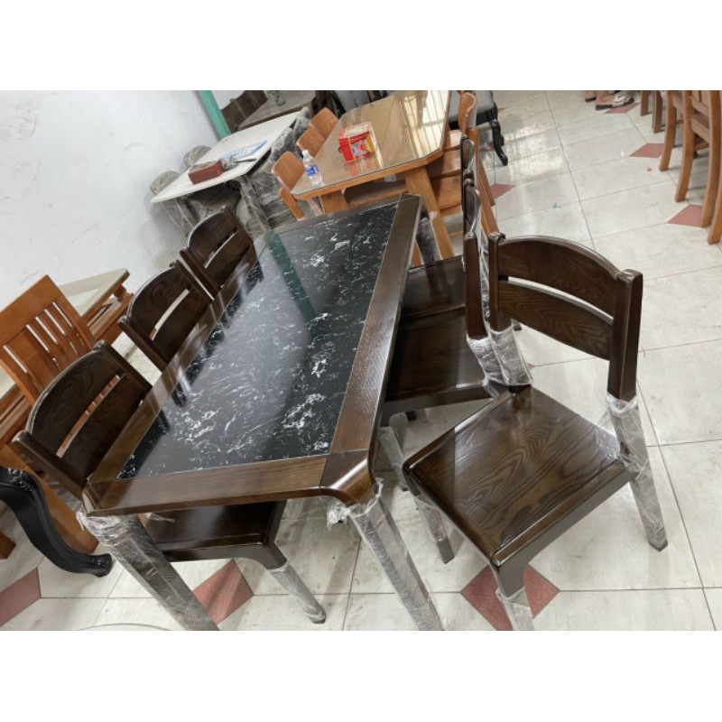 Bộ bàn ghế ăn mặt đá | Đồ gỗ Minh Tâm