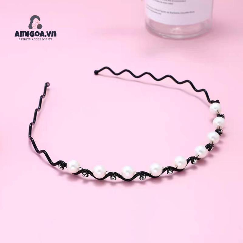 Băng Đô Đính Đá Ngọc Trai Nhân Tạo Thời Trang