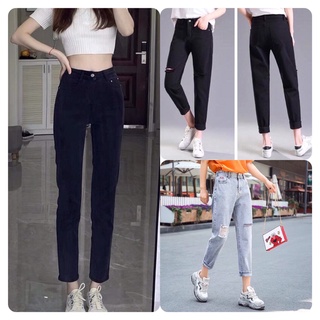 Quần jean bò baggy nữ jeans cạp cao phong cách Hàn Quốc
