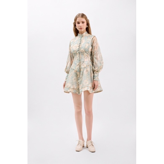 KAIA | Đầm kiểu nữ tay phồng đính nút - Orchid Mini Dress