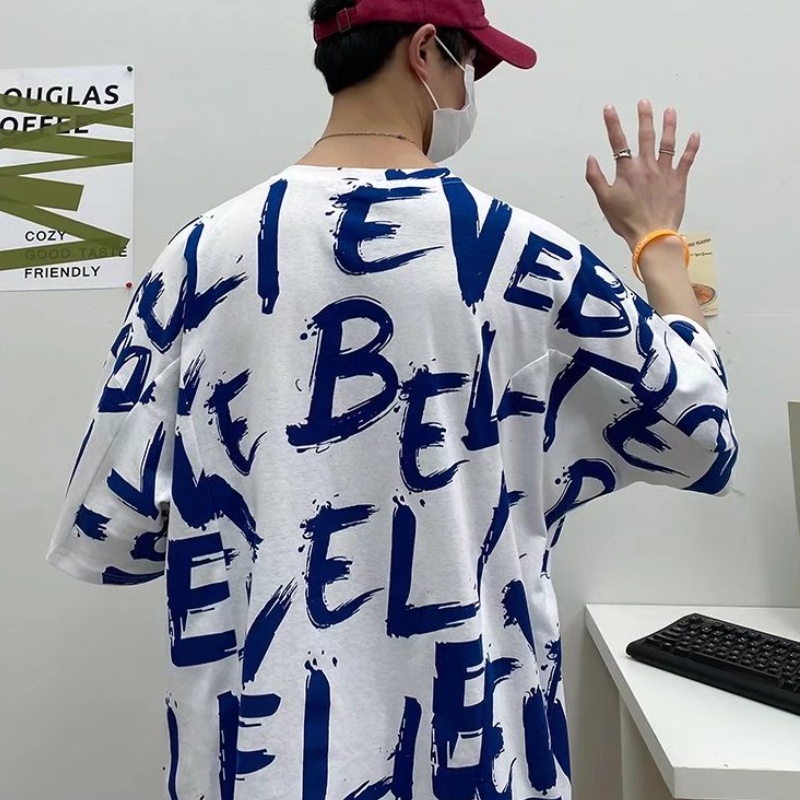 Áo Thun Cổ Tròn Dáng Rộng In Chữ Đơn Giản Nhiều Màu Thời Trang Hàn Quốc Size M-3XL