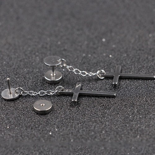 Bông Tai Nam Thánh Giá Tòn Ten Titan Ko Rỉ TT 2343