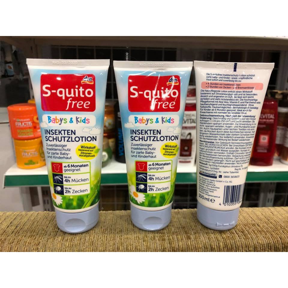 Kem bôi chống muỗi và côn trùng S-QUITO FREE INSEKTEN SCHUTZLOTION
