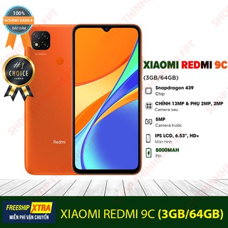 Điện thoại Xiaomi Redmi 9C (3GB/64GB) - 6.53" HD+ Pin 5.000 mAH Bảo hành Chính Hãng 18 Tháng
