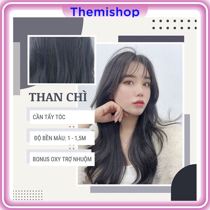 Sét Thuốc Nhuộm Tóc Than Chì Tặng Kèm Oxy Trợ Nhuộm , Găng Tay Mũ Ủ