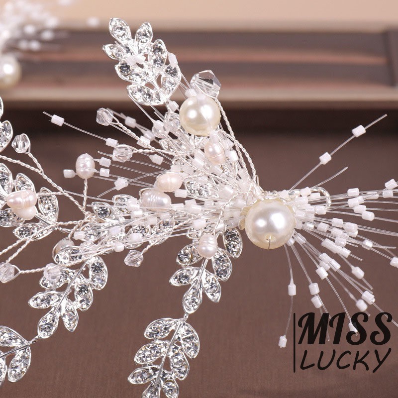 Set 2 kẹp tóc đính kim cương giả sáng bóng phong cách retro thanh lịch