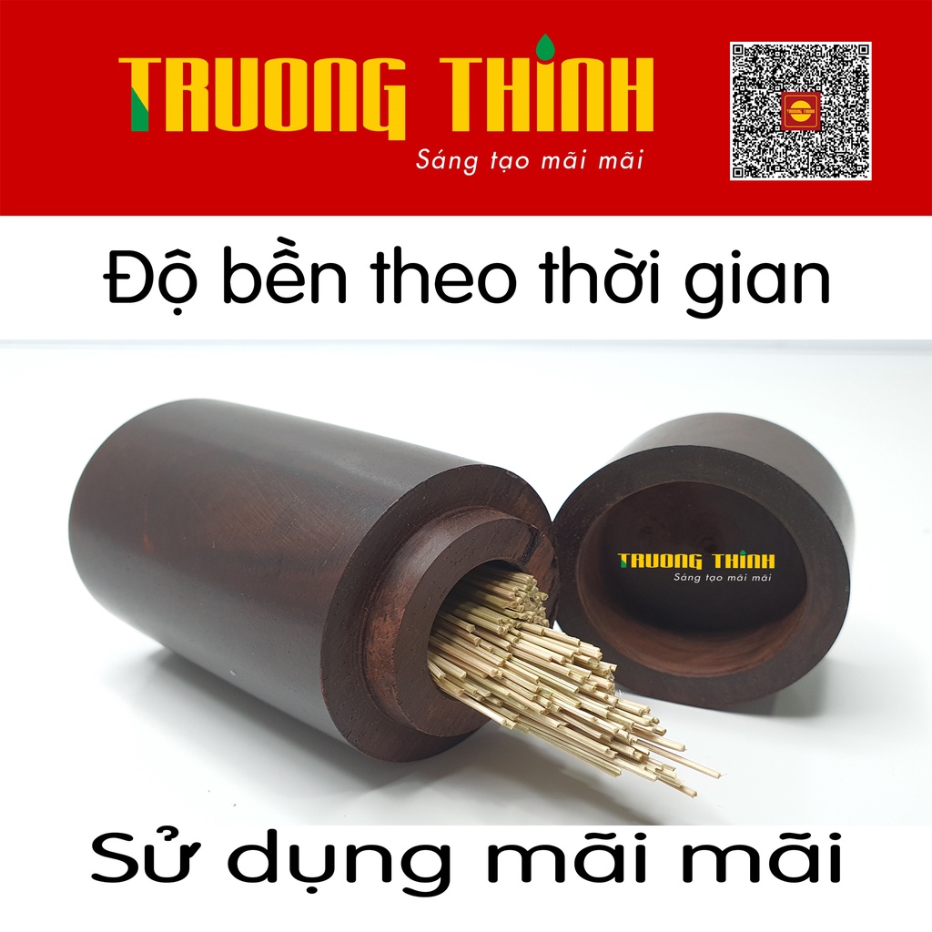 Lọ Đựng Tăm Bằng Gỗ Trắc Đen Cao Cấp Trường Thịnh Tiện Dụng Bền Đẹp Sang Trọng Tiết Kiệm – Hình Trụ Liền Khối.