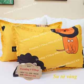 Vỏ gối sư tử vàng chất liệu Poly Cotton siêu mát mịn, giá cực rẻ 45x65cm