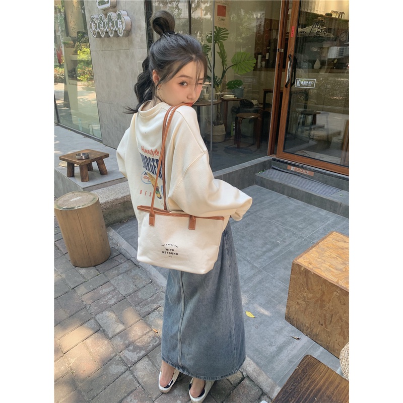 Xiaozhainv Áo sweatshirt tay dài dáng rộng phong cách Hàn Quốc thời trang trẻ trung cho nữ | BigBuy360 - bigbuy360.vn