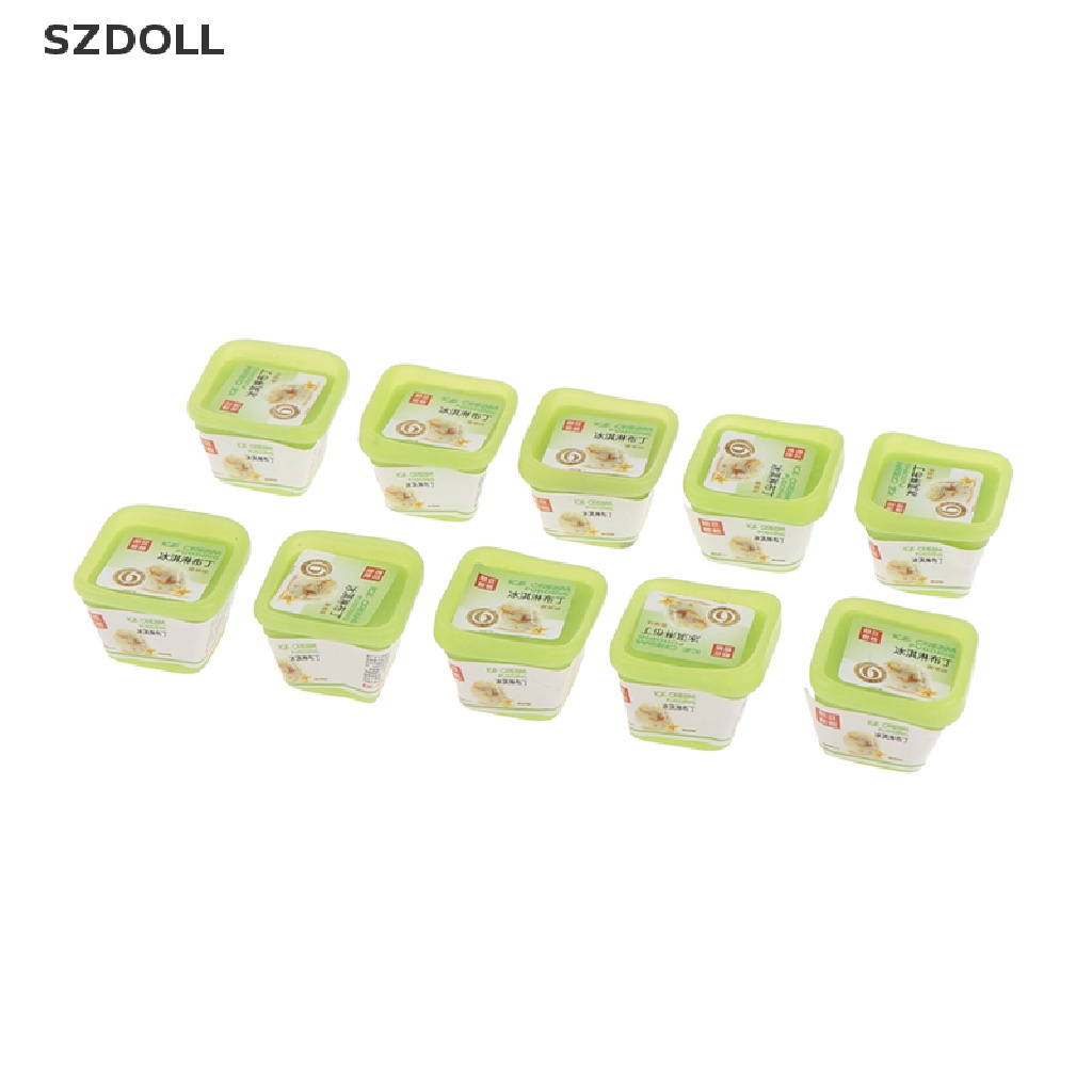 Set 10 mô hình hộp kem/ thực phẩm trang trí nhà búp bê tỉ lệ 1/12 DOM