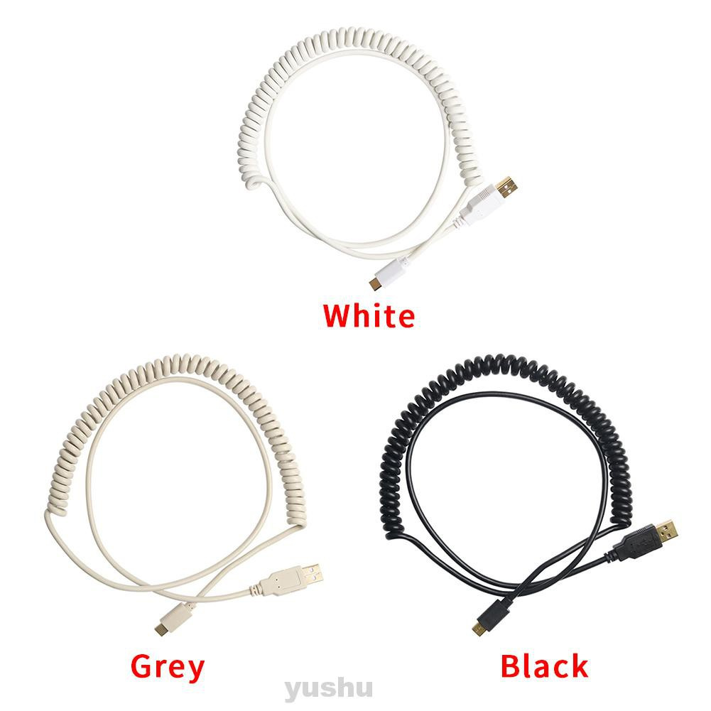 Universal Smartphone Car Charger Coiled Mechanical Keyboard USB Type-C Spiral Line Data Cable