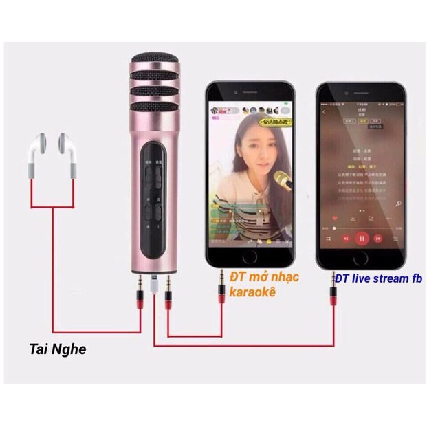 Micro C7 Livestream Karaoke Online Tích Hợp Card Thu Âm Chất Lượng Cao Và Đèn Livestream 3in1