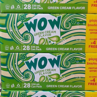 Thùng 24 + 4 lon nước có gas WOW hương cream soda 330ml