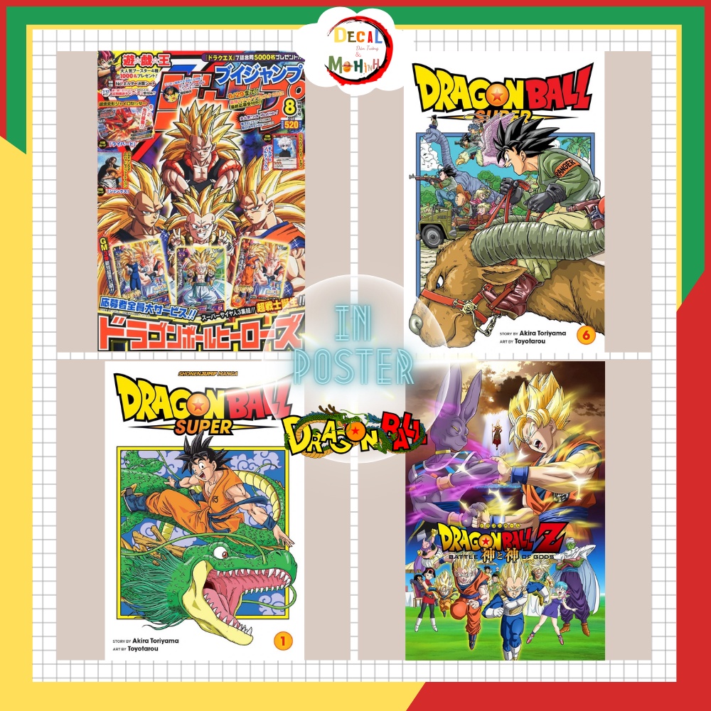 Poster DRAGON BALL Trang Trí,In Decal Bìa Màu 7 Viên Ngọc Rồng A3 30x42cm CÓ KEO DÁN SẴN