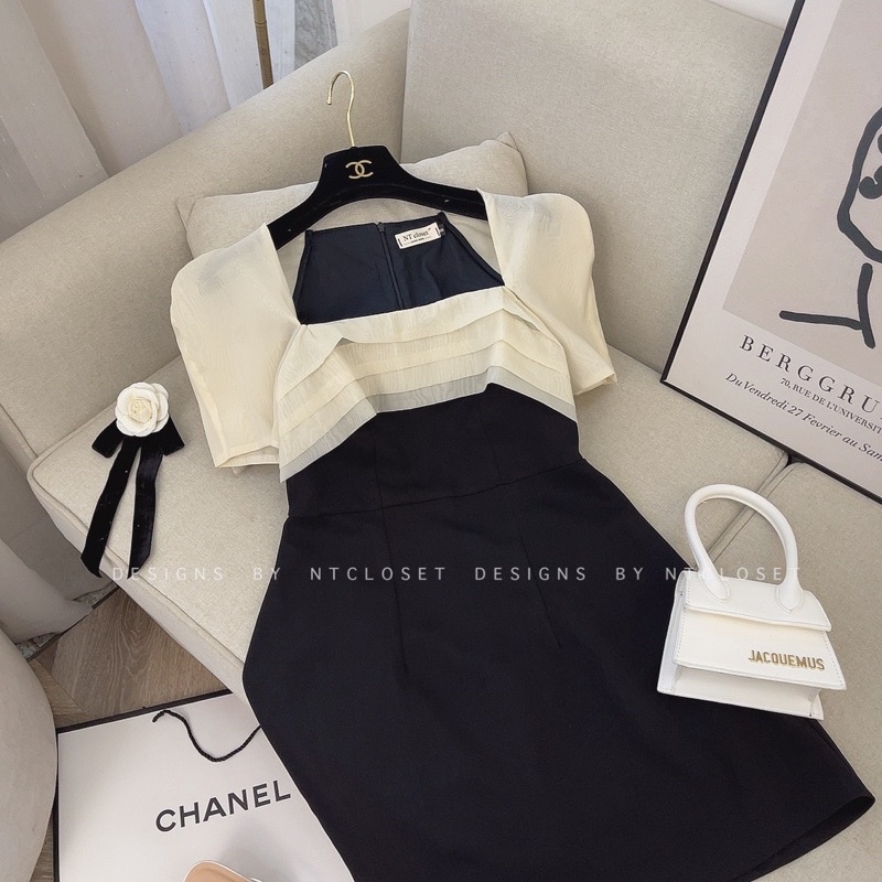 Váy xoè đen pha tơ nt closet