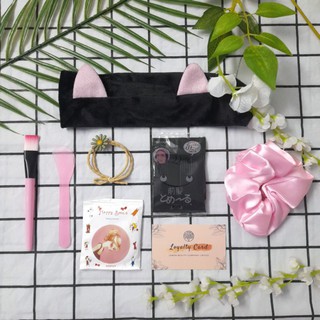 [GIFT] Quà tặng combo que cọ cột tóc gương miếng dán tóc băng đô scunchie dành cho khách