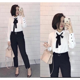 [Sơ mi công sở sang chảnh] Sơ mi nơ