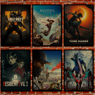 Poster dán tường trang trí hình game Assassin's Creed Fallout GTA5 PS4 phong cách retro