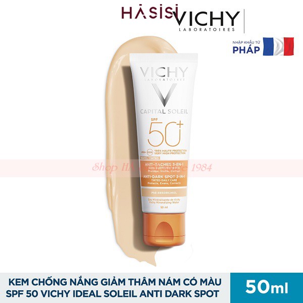 Kem chống nắng VICHY - Capital Soleil Anti-Dark Spot 3in1 SPF50+ 50ml (Màu da) - hàng công ty