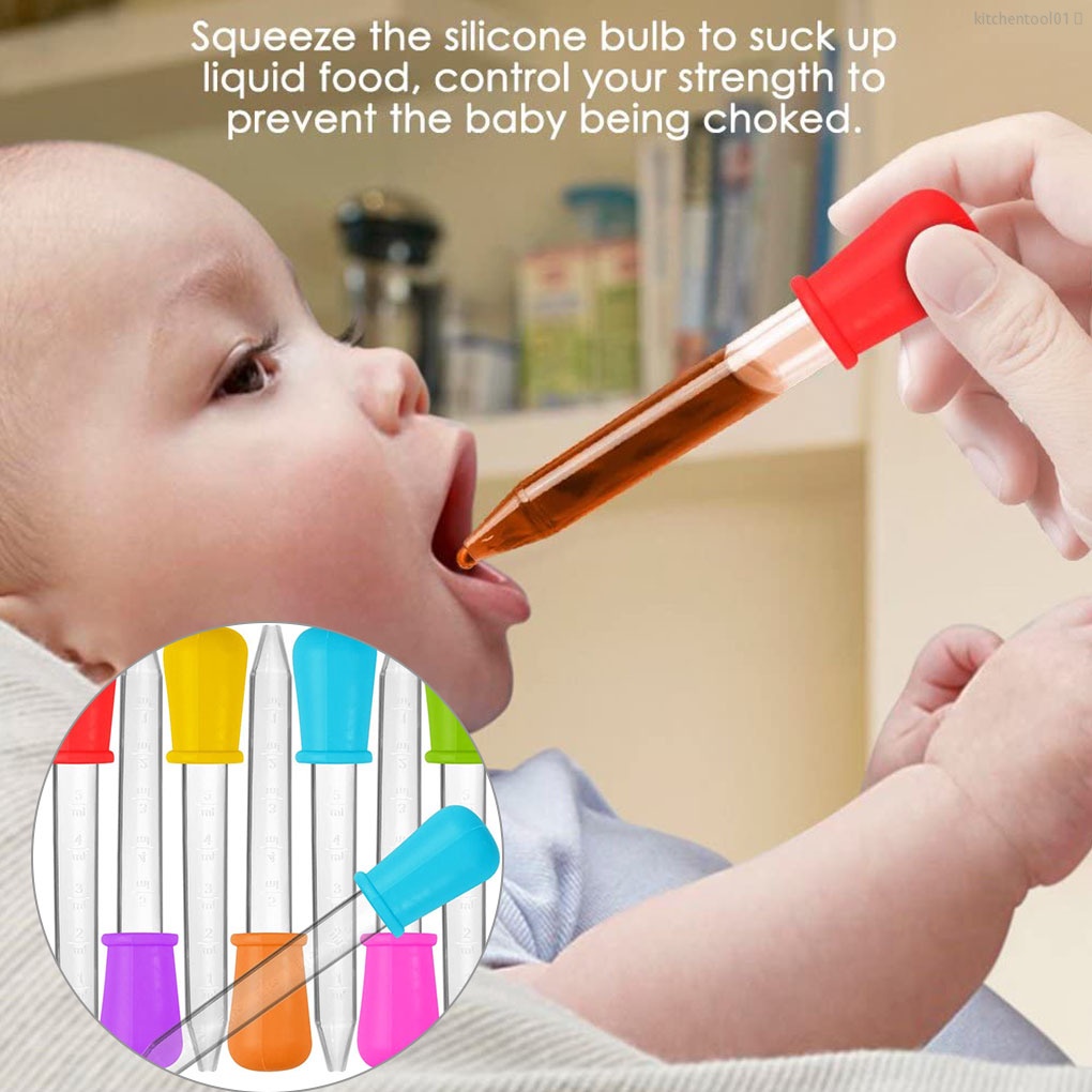 8 ống nhỏ giọt nước bằng miệng silicone có chia độ cho trẻ sơ sinh mới biết đi