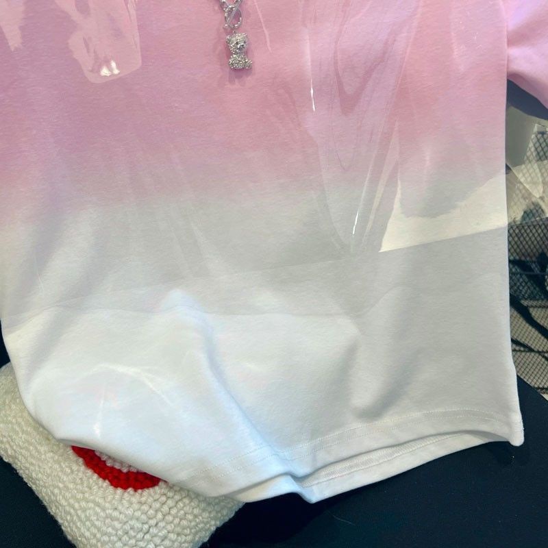 Áo Thun Tay Ngắn Chất Liệu Cotton Màu Sắc Gradient Thời Trang Mùa Hè Cho Nữ