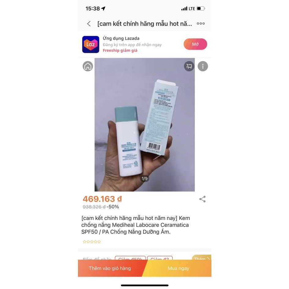 Gel chống nắng làm dịu da kích ứng Mediheal Labocare Ceramatia SPF 50+ / PA+++ fullsize 50ml