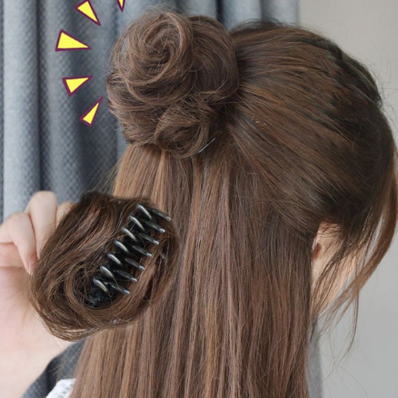 Haimeikang Kẹp tóc giả nữ với búi tóc lộn xộn dễ thương