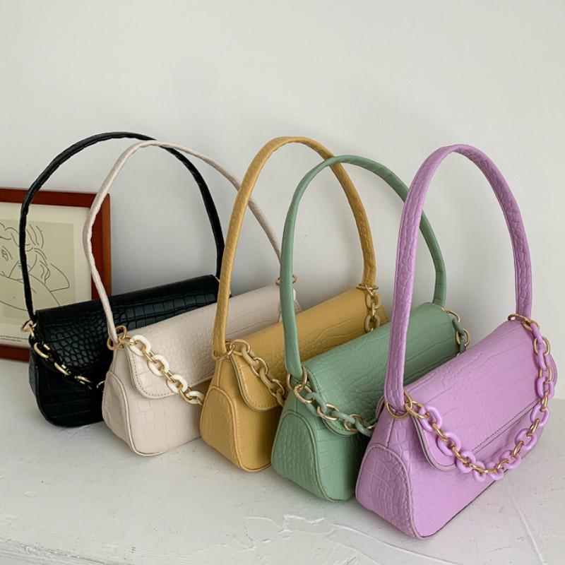 Túi IELGY đeo dưới cánh tay hình chữ nhật cỡ nhỏ phối dây xích phong cách cổ điển thời trang cho nữ