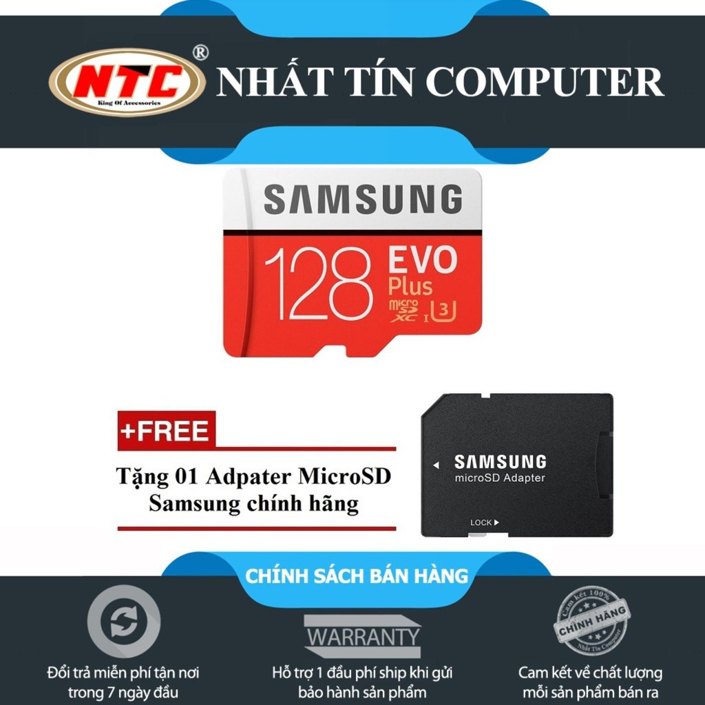k89 Thẻ nhớ MicroSDXC Samsung Evo Plus 128GB UHS-I U3 100MB/s (Đỏ) + Tặng Adapter Samsung 1