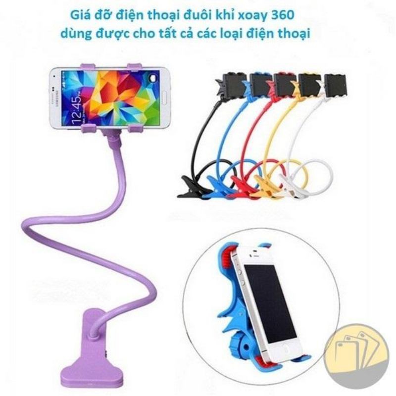 Giá đỡ điện thoại/ kẹp điện thoại, ipad và màn hình laptop cho xe máy ô tô bluetooth kẹp đuôi khỉ xoay 360 độ