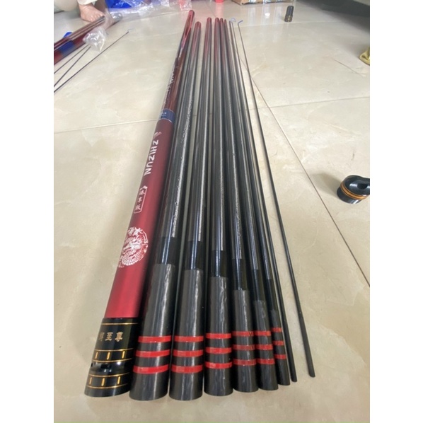 cần câu tay tầm xanh thế hệ thứ 8 ĐỎ CHÍ TÔN cần dài 12m hàng loại 1 cần tải cá 1 đến 20kg + tặng 1 ngọn phụ