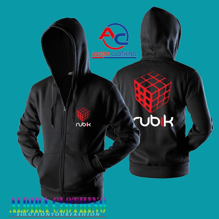 Áo Hoodie Phối Khóa Kéo In Logo Rubik Độc Đáo Cá Tính