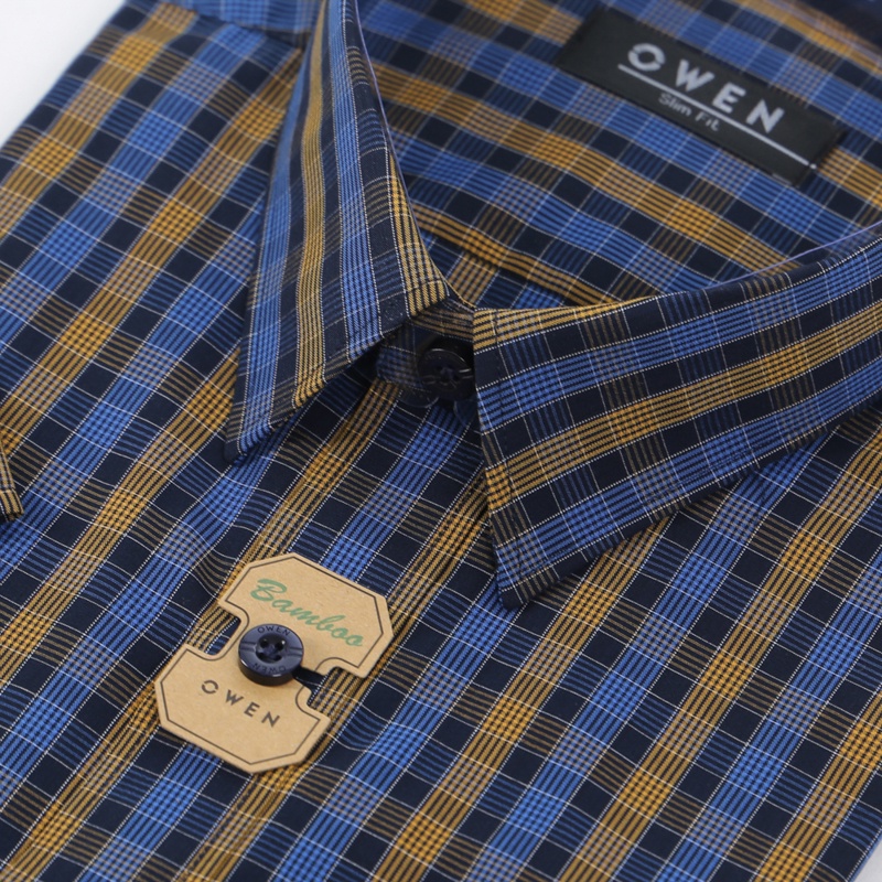 Áo sơ mi ngắn tay Nam Owen Bamboo Slim Fit Navy vàng - AS23206N