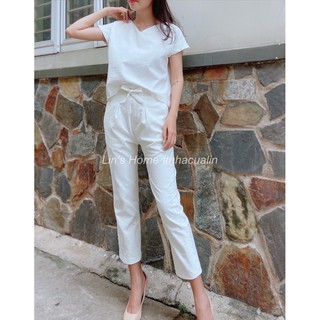S082 - ÁO LINEN CỔ V ĐƠN GIẢN