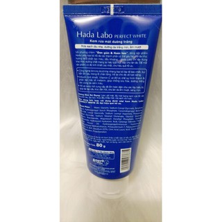 (chính hãng)sữa rửa mặt Hada Labo perfect white 80g