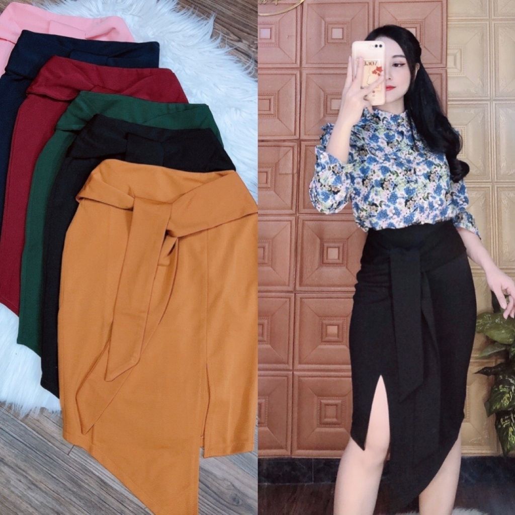 Chân váy bút chì công sở cột nơ co giãn 4 chiều, chất umicao cấp