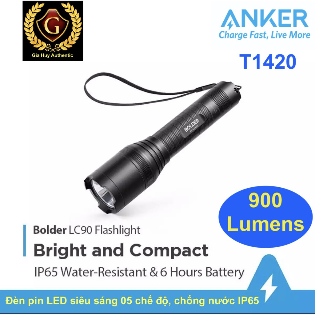 Đèn pin LED siêu sáng ANKER Bolder LC90 FlashLight T1420 900Lm