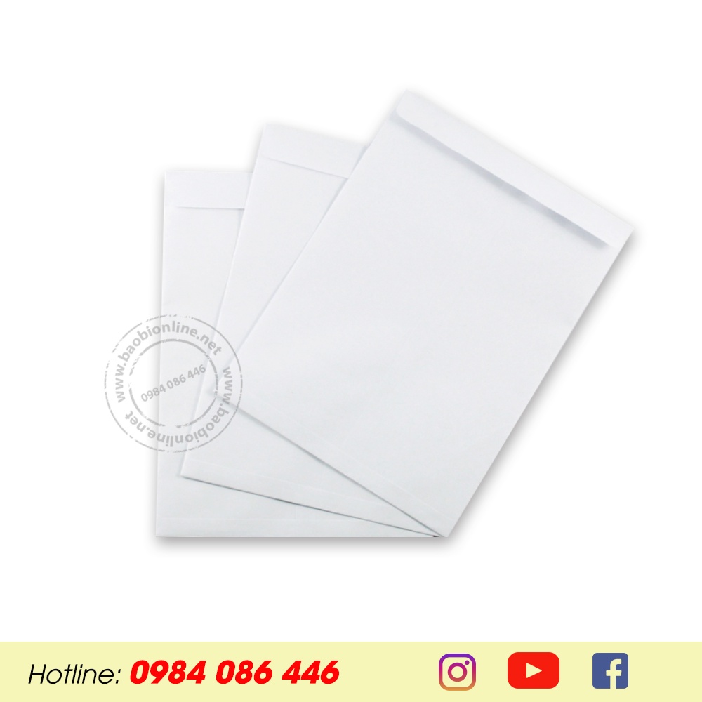 20 BAO THƯ  TRẮNG GIẤY FORT 80/100/120GSM NẮP NGANG 25x35CM CÓ SẴN - BAOBIONLINE