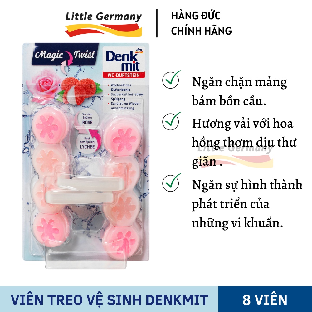 Viên treo vệ sinh bồn cầu Denkmit - Hương hoa tươi mát, Diệt khuẩn, Ngăn mảng bám - Hàng Đức chính hãng
