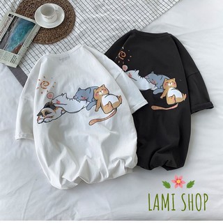 Áo phông rộng tay lỡ Mèo nằm siêu xinh