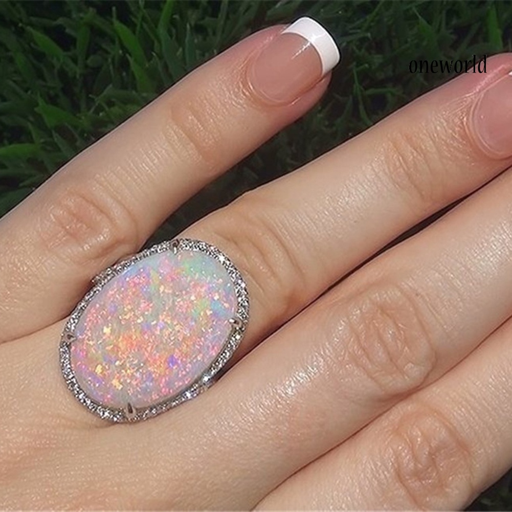 Nhẫn Hợp Kim Đính Đá Opal Nhân Tạo Thời Trang Cho Nữ