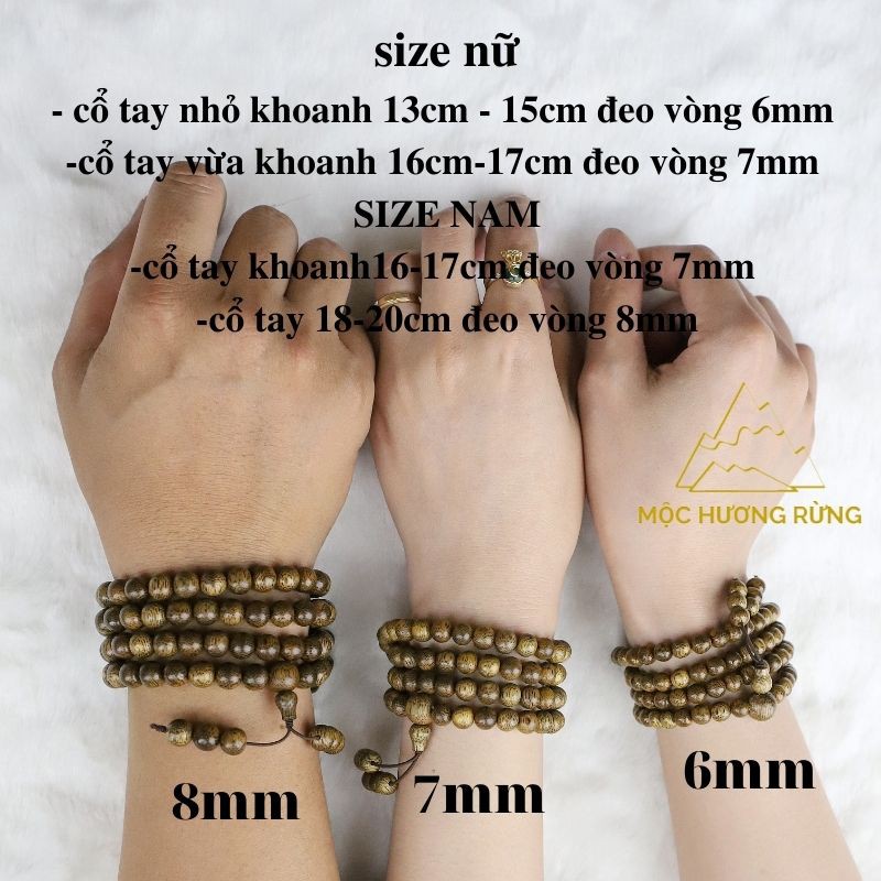 Vòng tay trầm hương chuỗi tràng hạt 108 hạt cho nam và nữ size 6-7-8mm_ ...