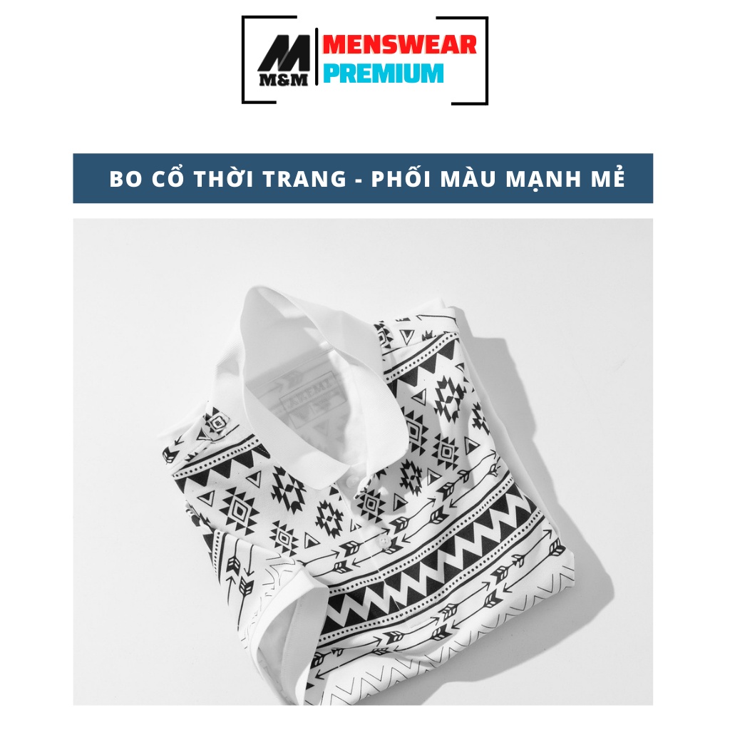 Áo Thun Polo Nam Đẹp M&amp;M, Áo Thun Nam Cao Cấp Vải Cotton Coolmax Pique Xuất Xịn, Tay Ngắn, Phối Sọc, Chuẩn Form Dày Dặn