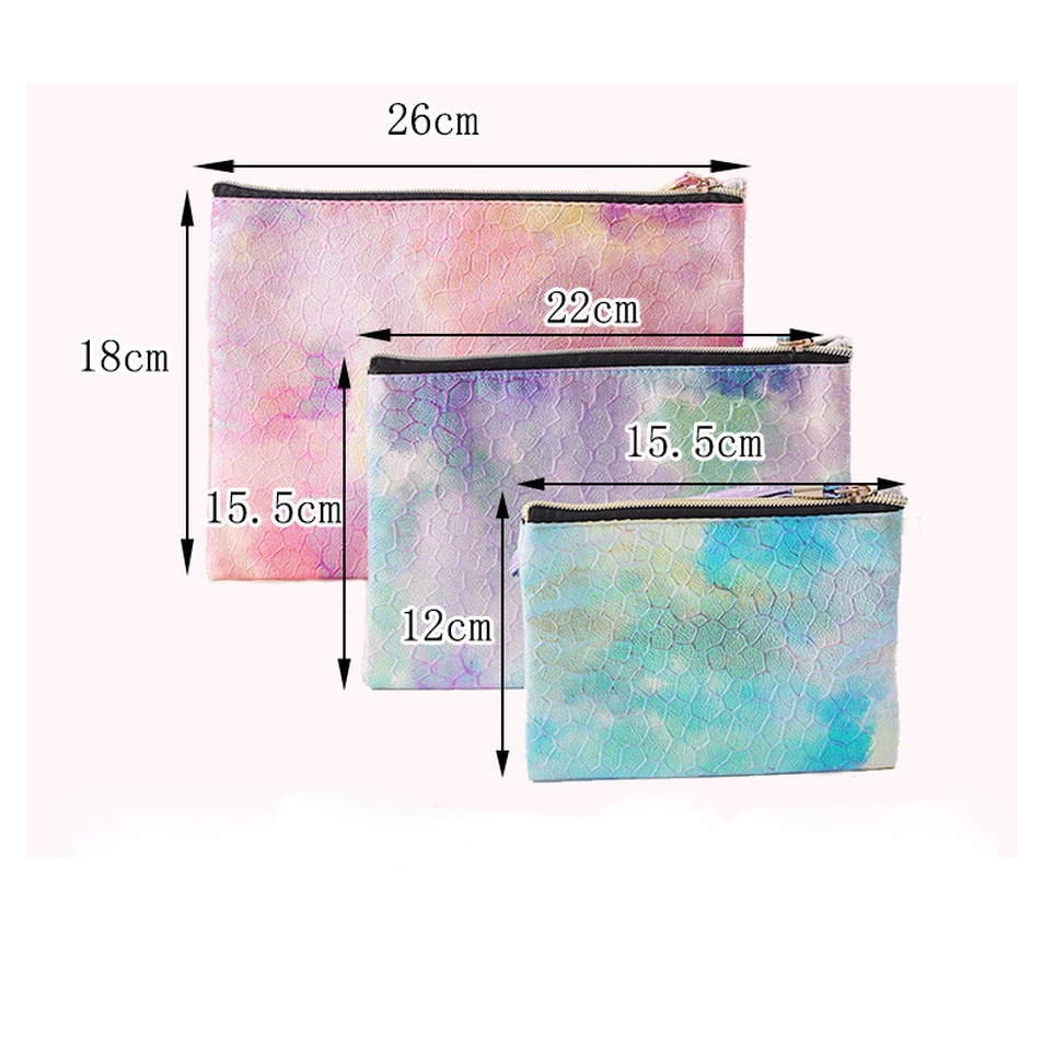 Túi Da PU Đựng Mỹ Phẩm Màu gradient Chống Thấm Nước Tiện Dụng Mang Đi Du Lịch