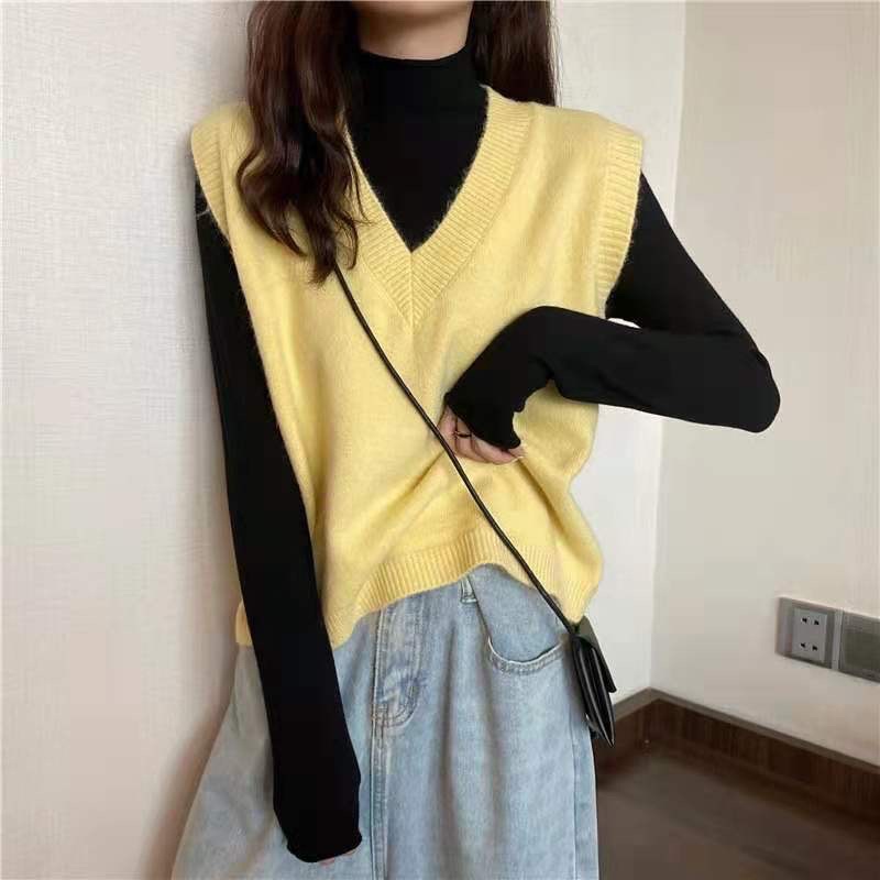 [Order 7-10 ngày] áo len gile trơn cổ chữ V (Kèm ảnh thật) | BigBuy360 - bigbuy360.vn