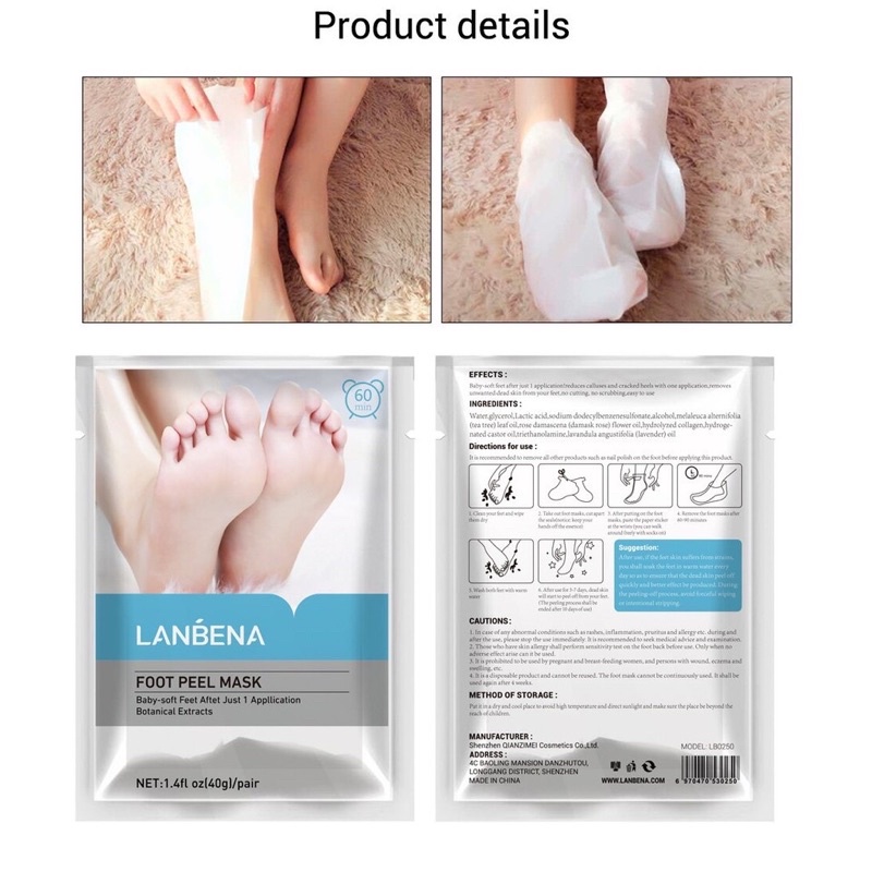 🆘 HỎA TỐC SG 1 Cặp mặt nạ lột da chết LANBENA cho chân hiệu quả trong 2-7 ngày