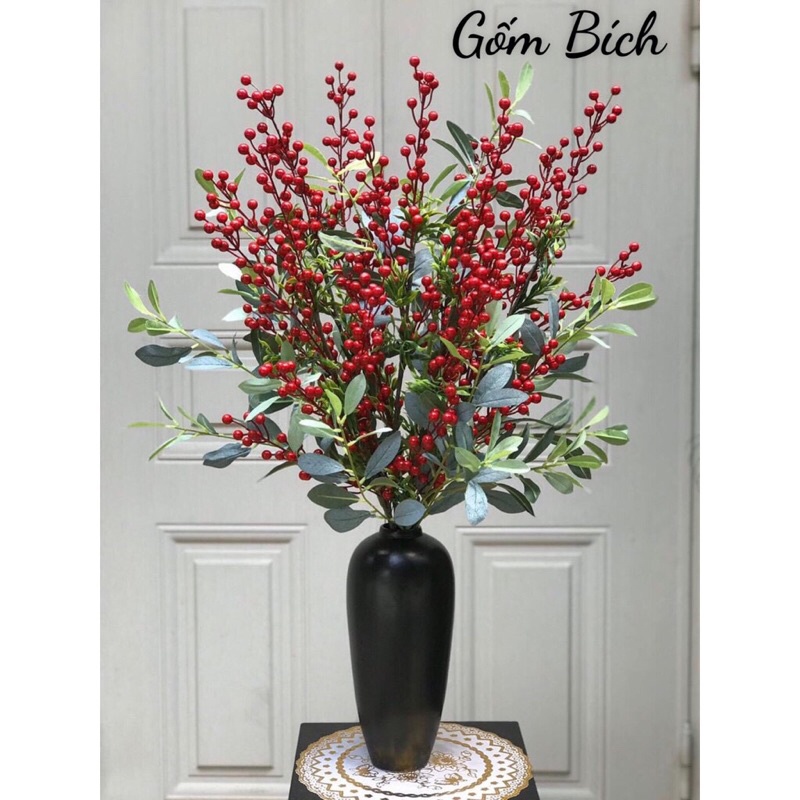 Bình Hoa Cổ Nhỏ Dáng Bình Bom Đen Men Mát Gốm Sứ Bát Tràng - Lọ Hoa Decor, hàng đẹp và có sẵn kho