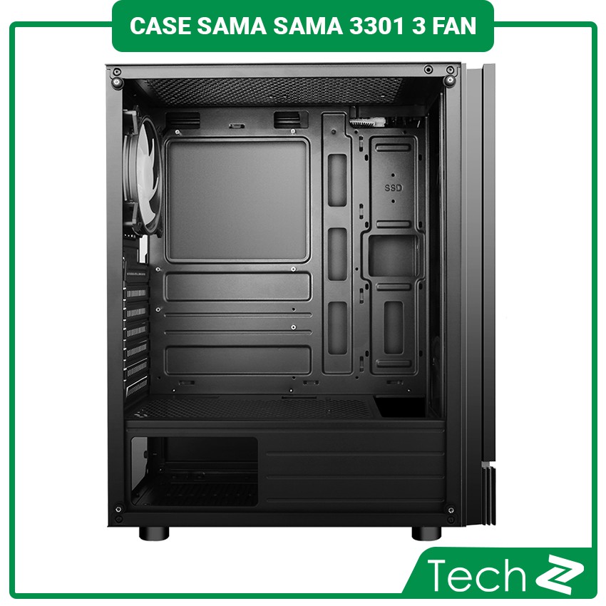Vỏ máy tính Sama 3301 kèm 3Fan RGB (ATX, MicroATX, Mini-ITX) | BigBuy360 - bigbuy360.vn
